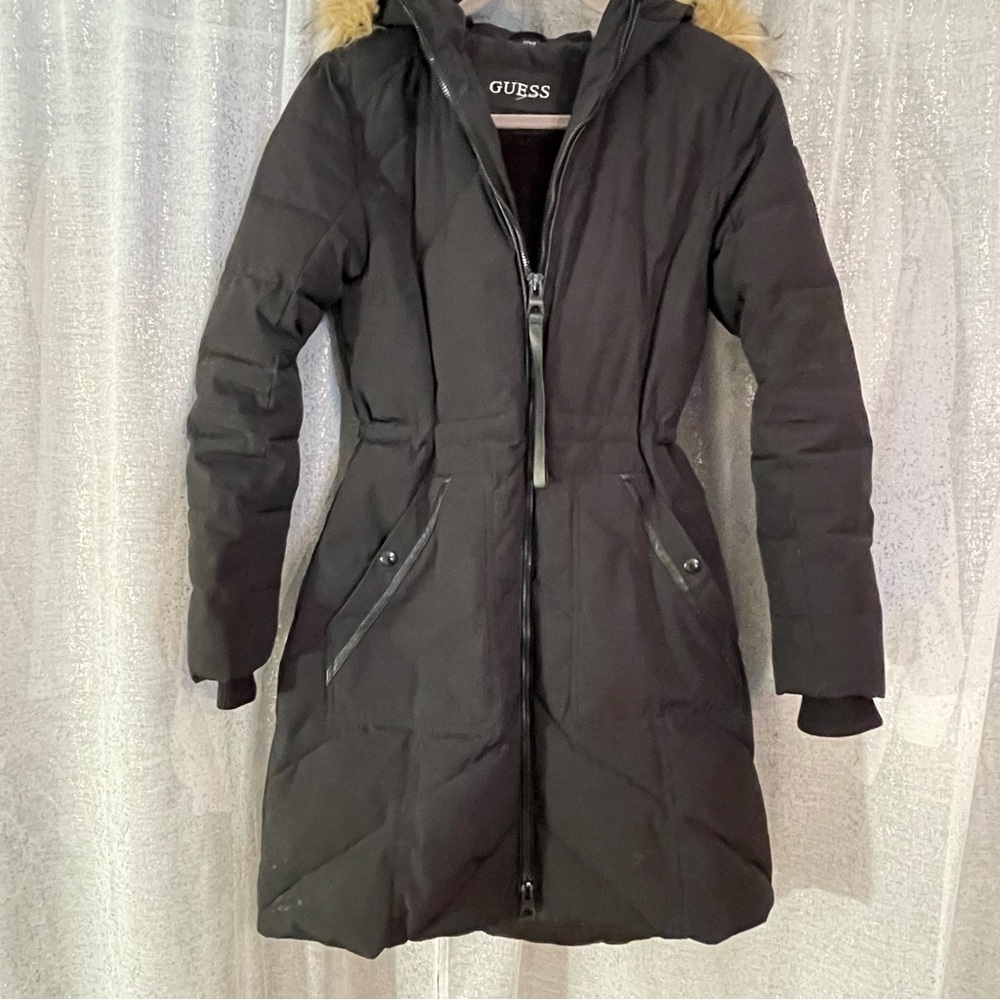 GUESS Women's Winter Coat Jacket Black with hood size S